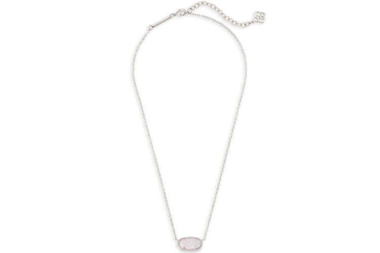 Kendra Scott Elisa Silver Pendant Necklace in Iridescent Drusy 1