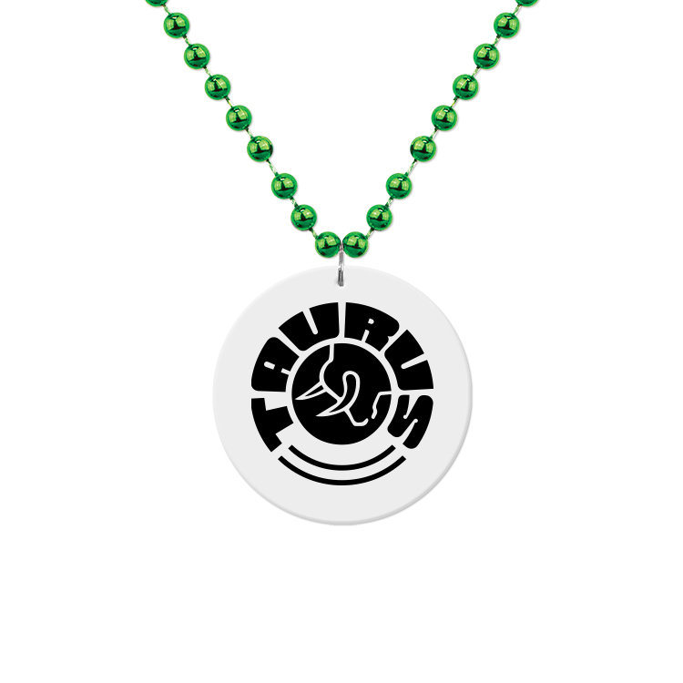 Medallion Bead Necklace w/White Medallion 26