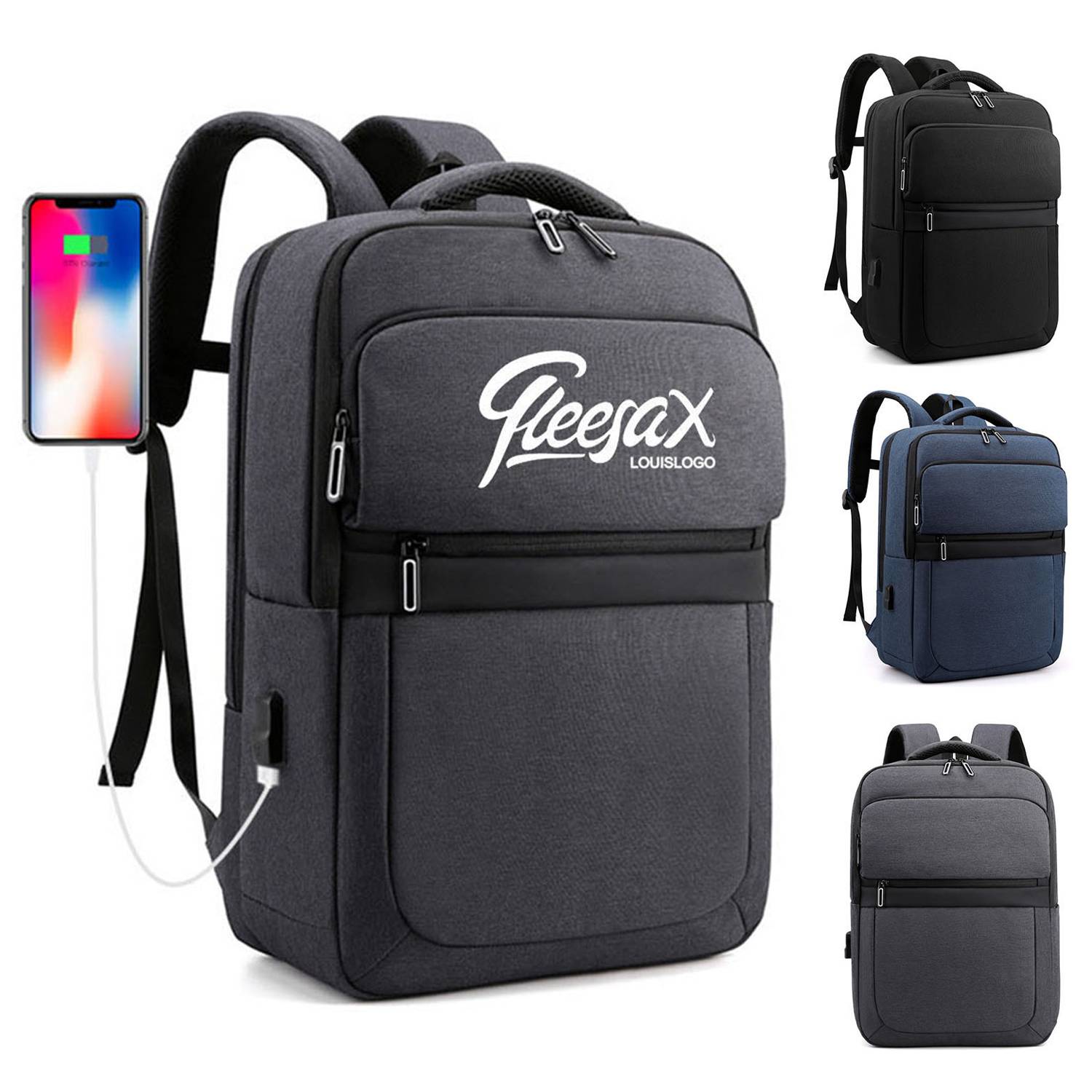 Oxford Travel Backpack With Usb Charging Port 2