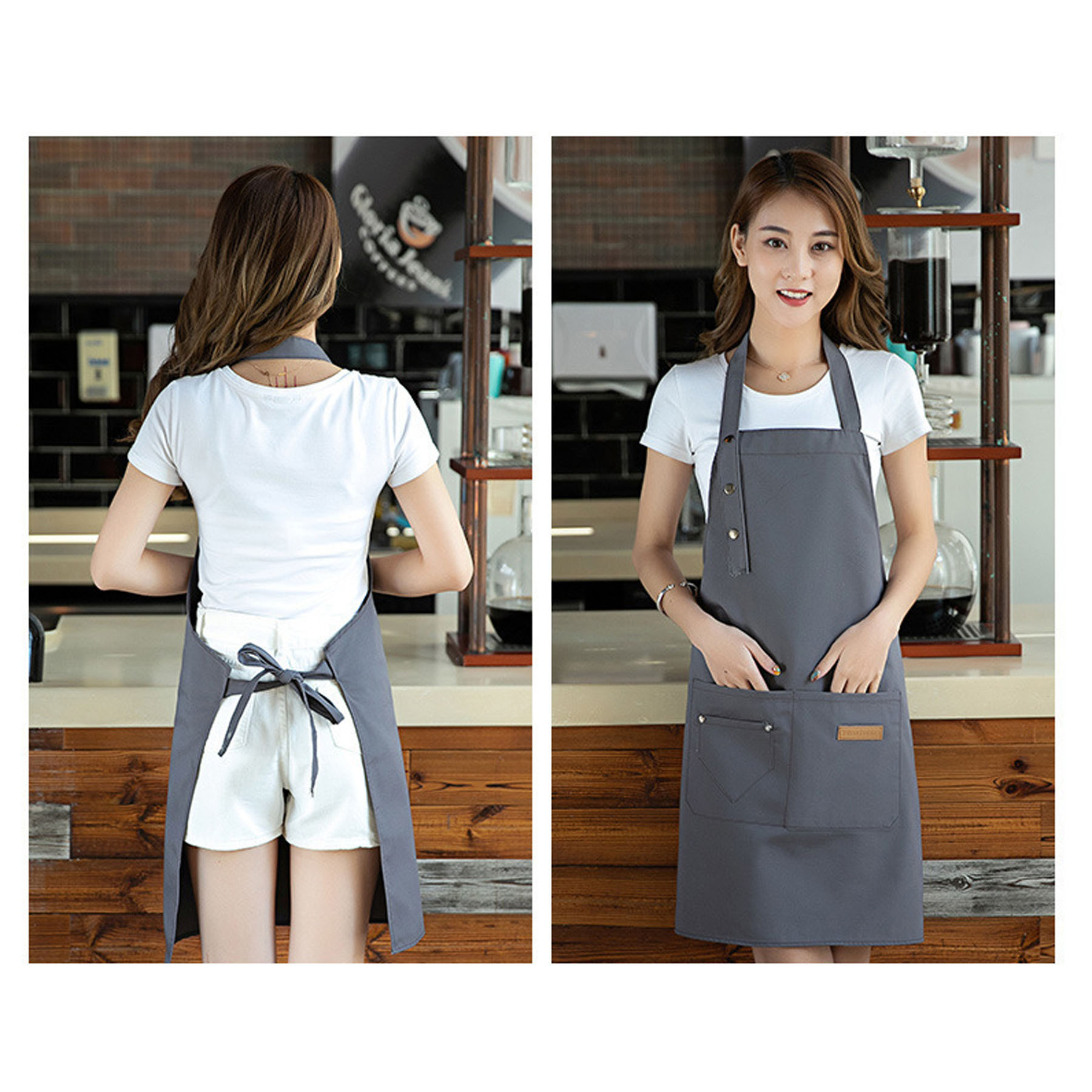 Canvas Kitchen Apron with Detachable Strap and Pockets, 12 oz 6