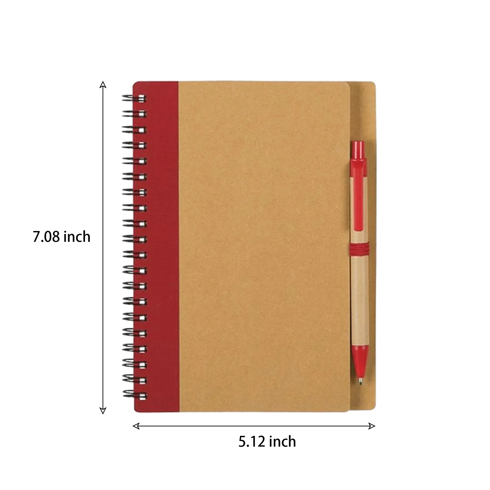 5"" x 7"" Soft Cover Kraft Spiral Notebook With Pen 4