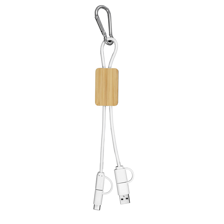 "LISBON" 5-in-1 Bamboo Cell Phone Charging Cable w/Carabiner 6