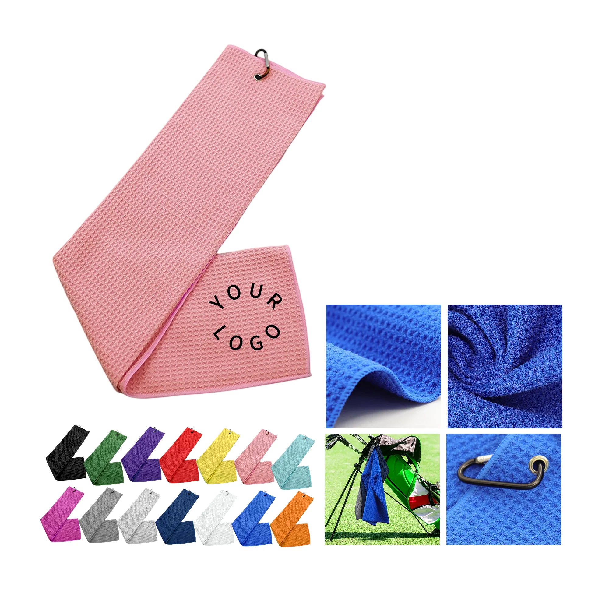 Microfiber Golf Towel with Metal Buckle for Outdoor Sports 13