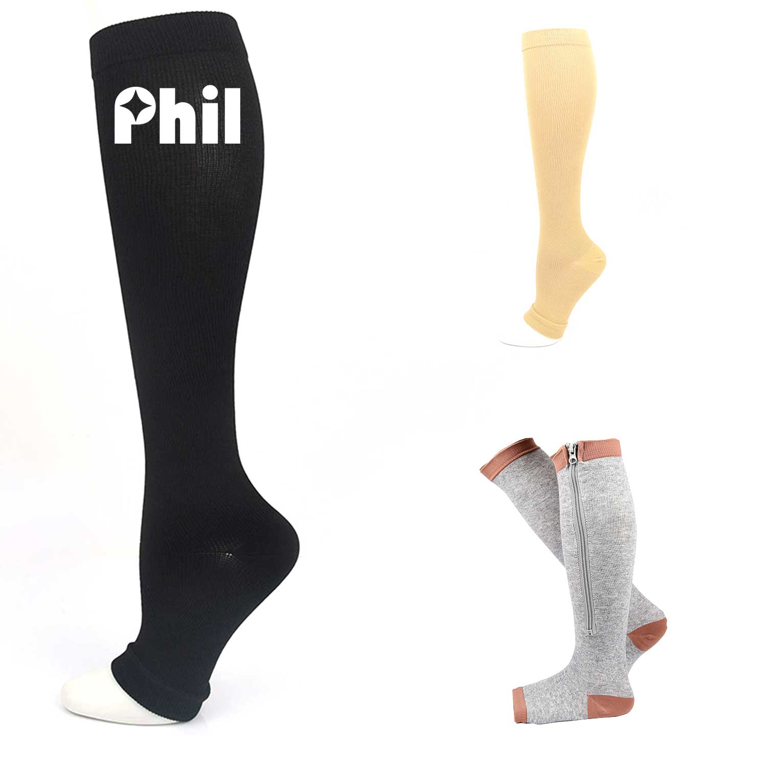 Zip-Up Compression Legwear
