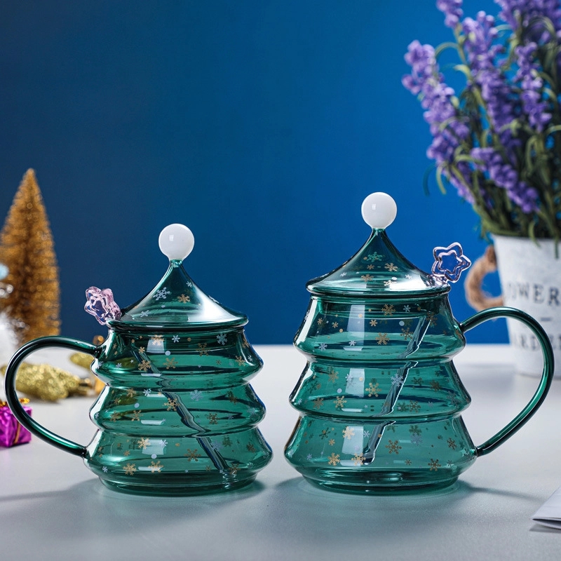 13/16 OZ. Glass Christmas Tree Tea Coffee Mug & Gift Cup 9