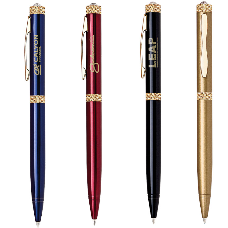 Diamond Crystal On Top Ballpoint Twist Brass Pen 7