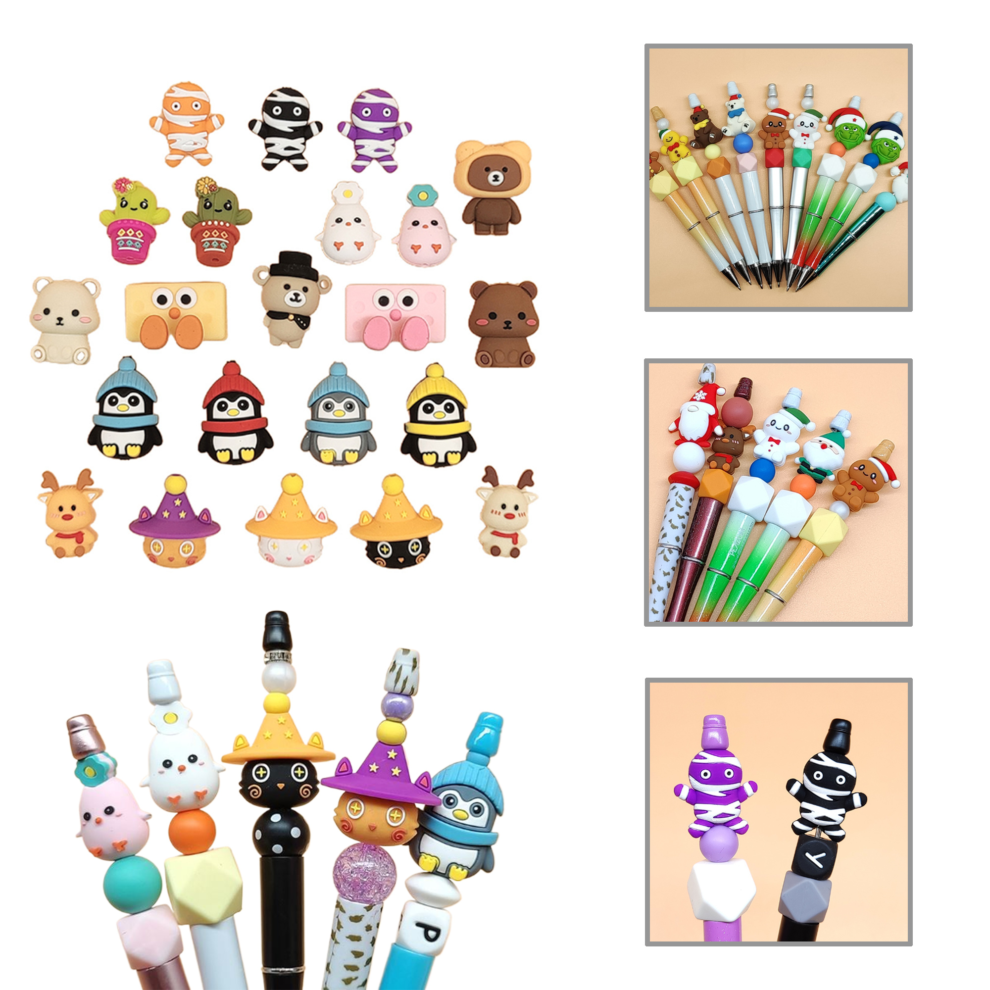 MOQ500 Custom 3D Silicone Beads for Pen Decor 1