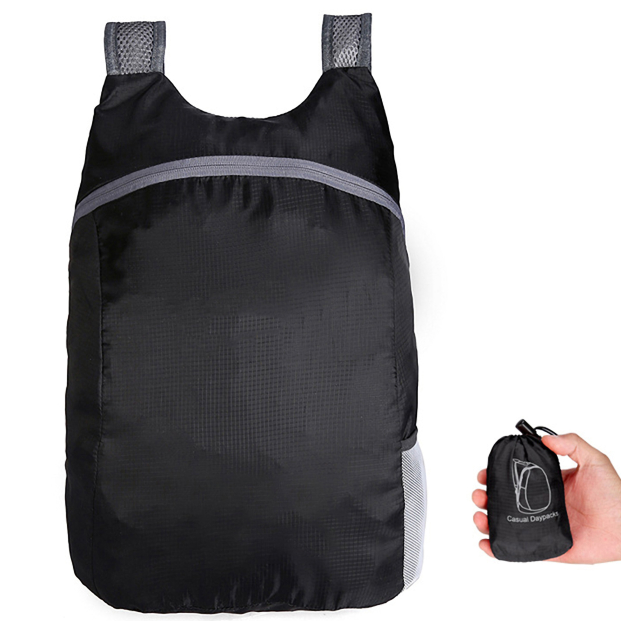 Packable Polyester Backpack with Drawstring Pouch 3