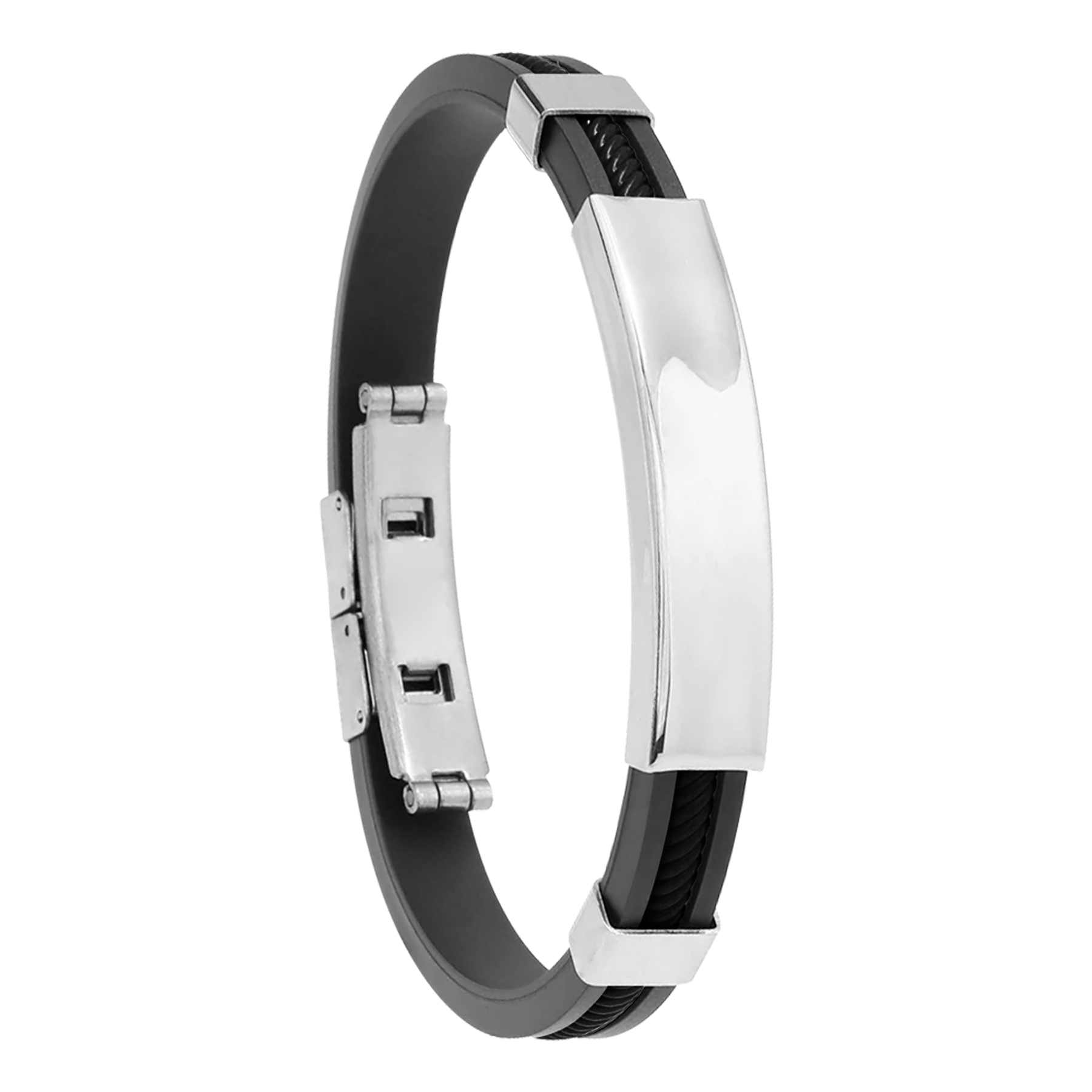 Engraved Silicone Wristband Stainless Steel Bracelets 2