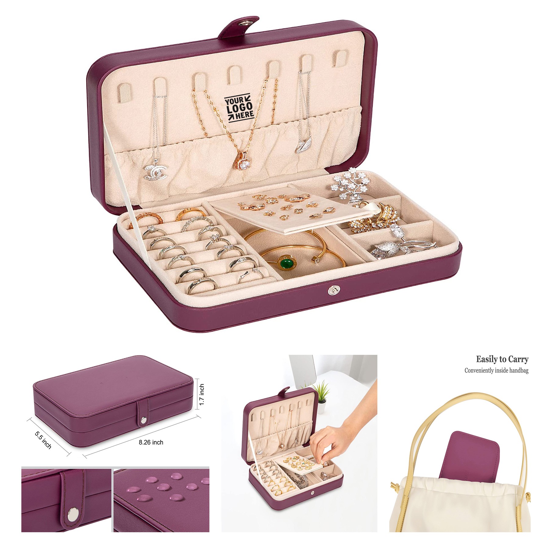 PU Leather Travel Jewelry Organizer Case 2