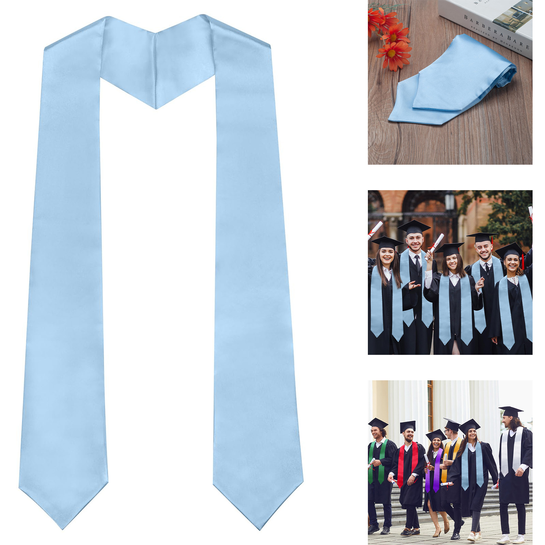Plain Graduation Stole for Unisex Adults 2
