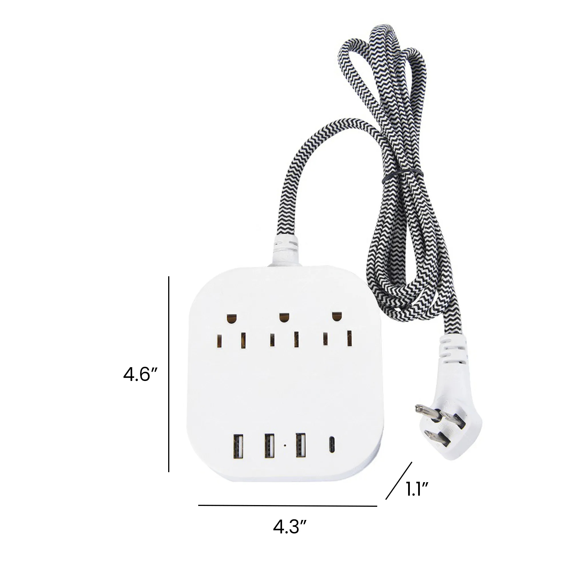 Multi Hole Flat Plug Power Strip 4