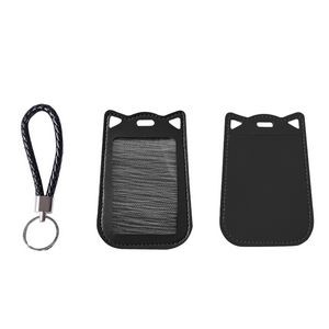 Cat Ear Shaped PU Leather Card Case With Keychain 10