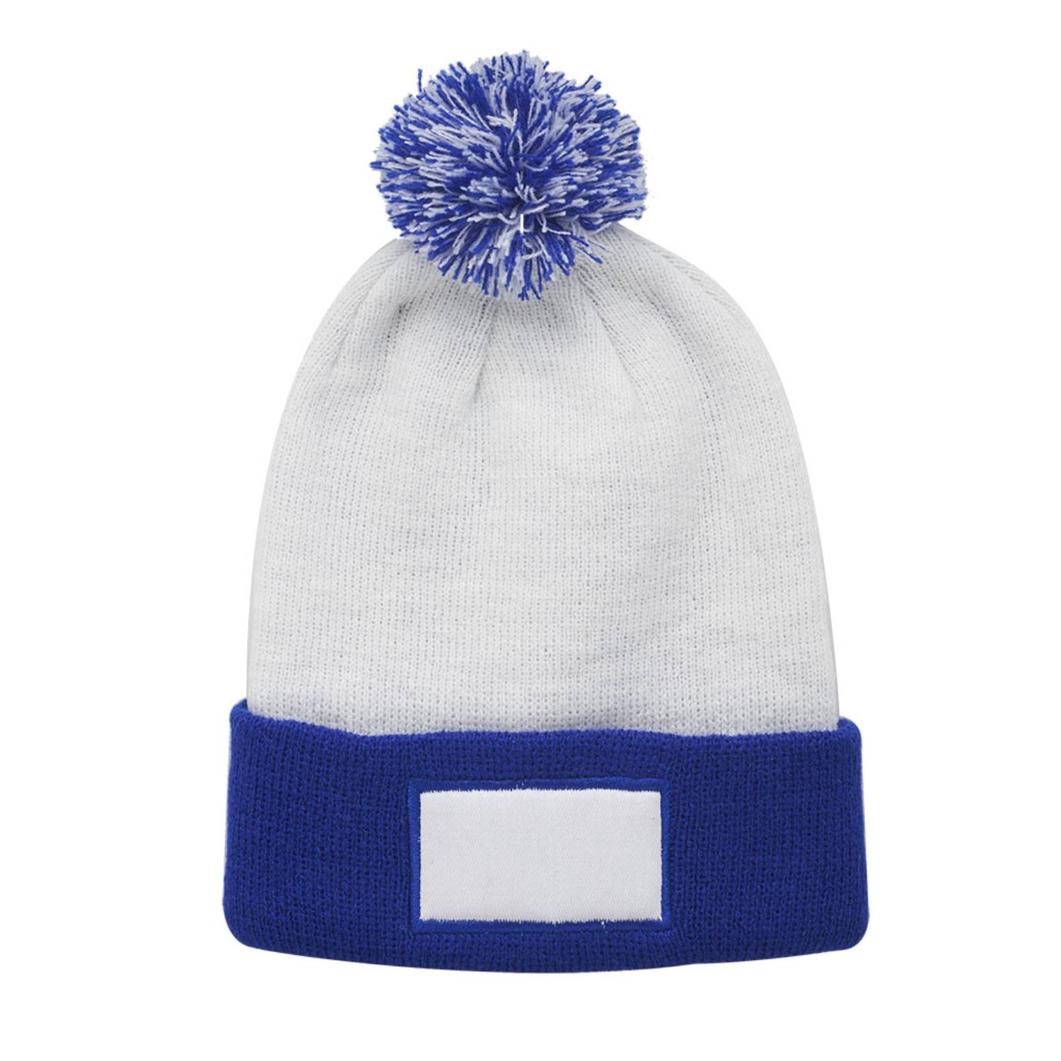 Dual Tone Patch Pompom Beanie 5