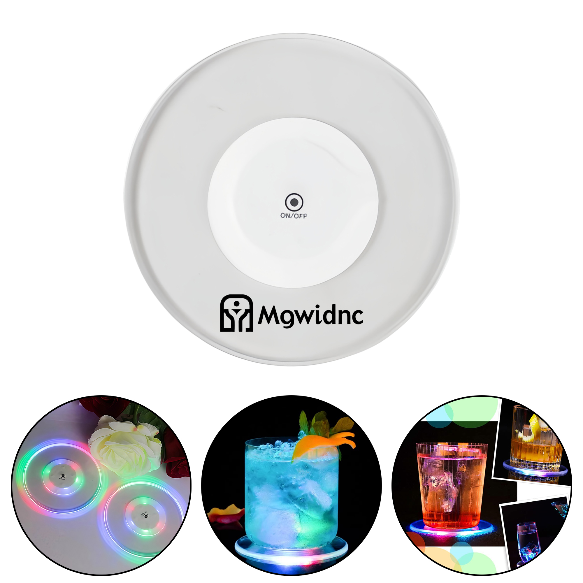 Ultra Thin Transparent LED Coaster for Bar Cocktail Drinks with 3-Color Flashing Light 3