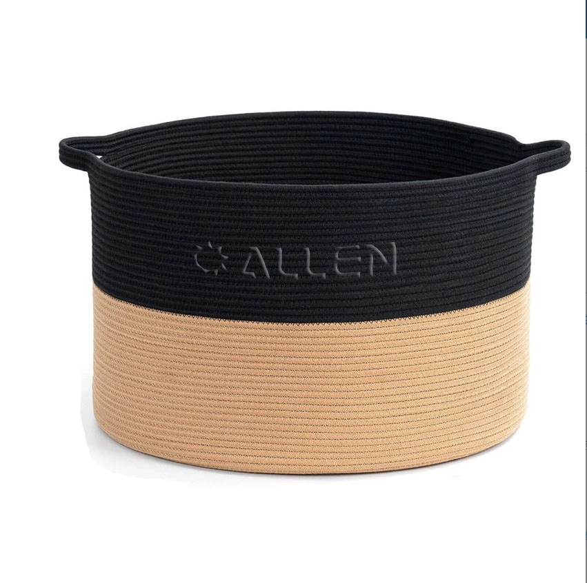 Black & Camel Color Cotton Rope Basket 2