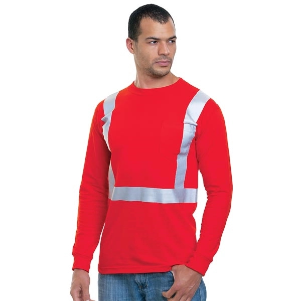 Hi-Vis 100% Cotton Pocket L/S Crew Tee 3