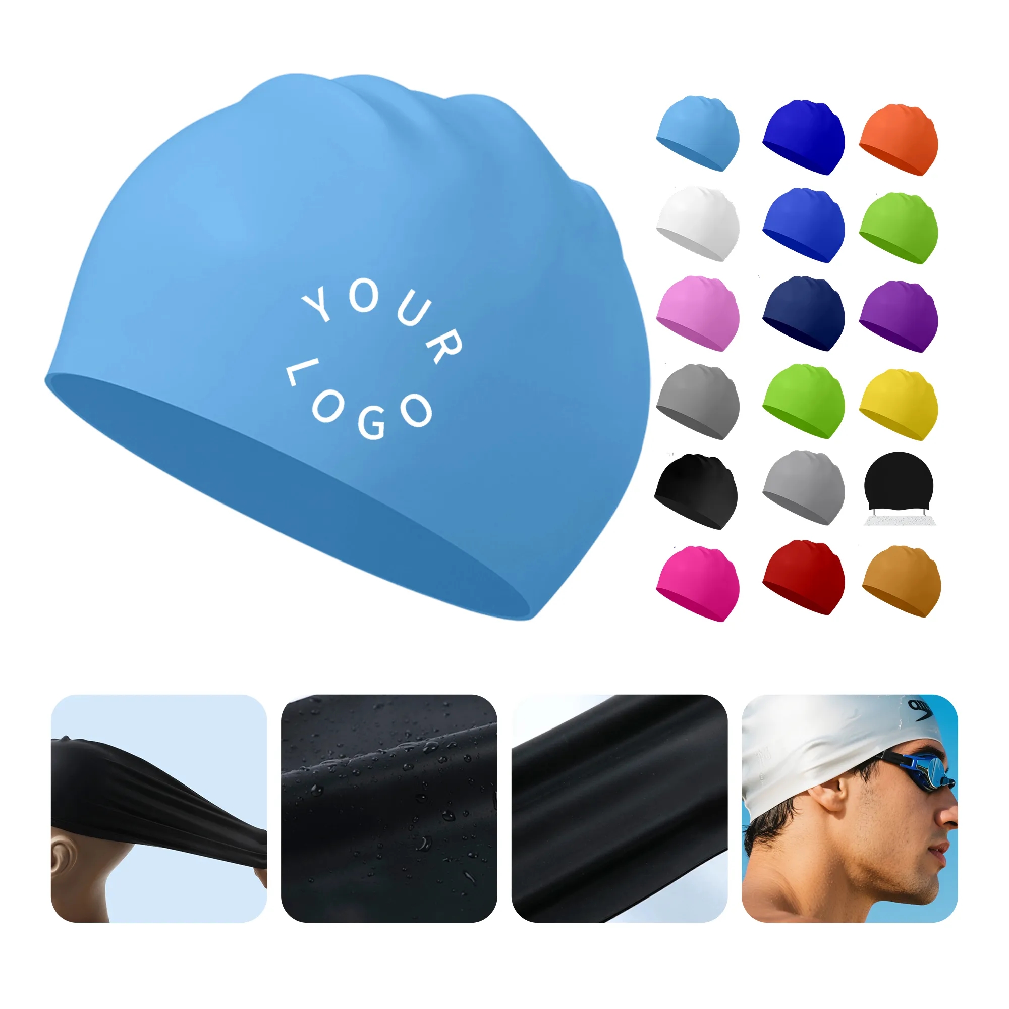 High-Elastic Comfortable Silicone Swim Cap 16