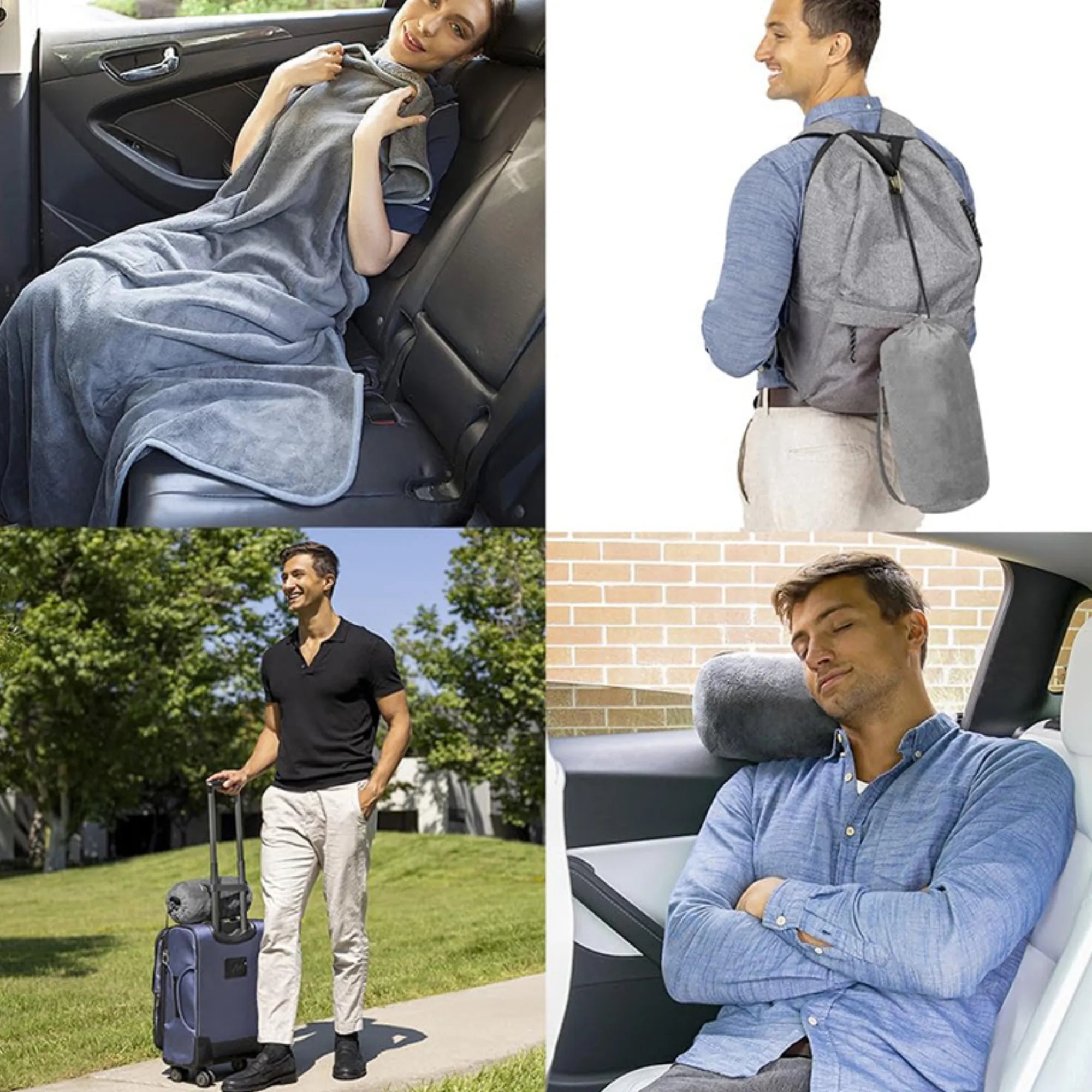 50 x 60inch Fleece Convertible Travel Blanket With Carry Bag 2