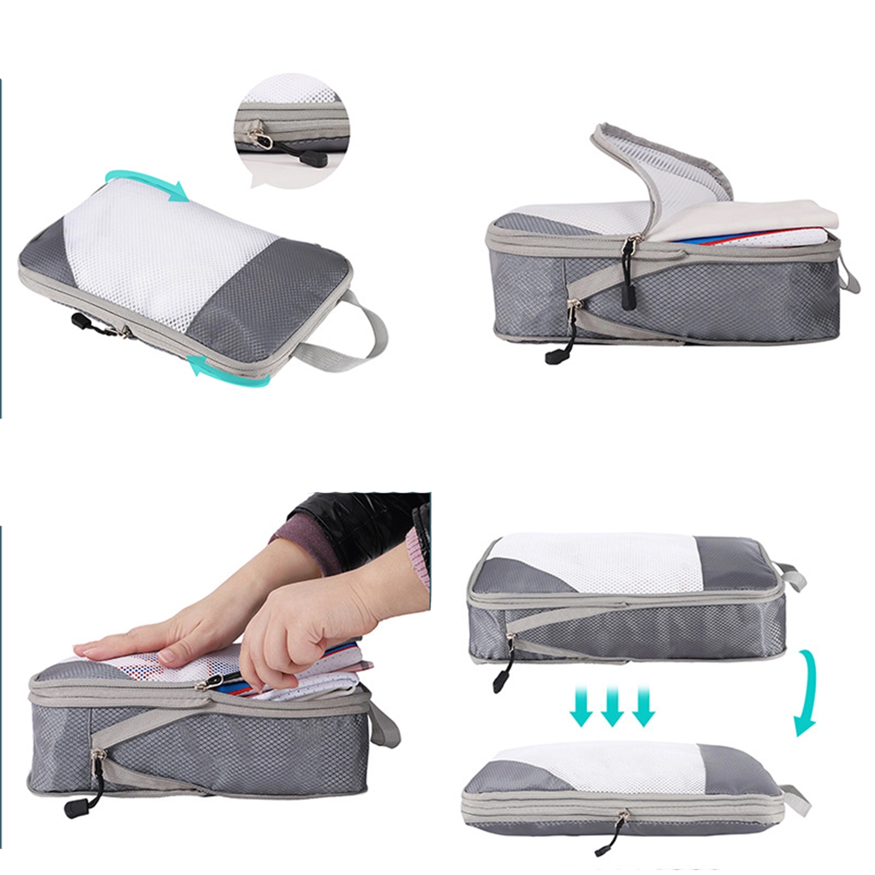 Set Of 3 Packing Cubes Foldable Storage Mesh Bag Organizer 19