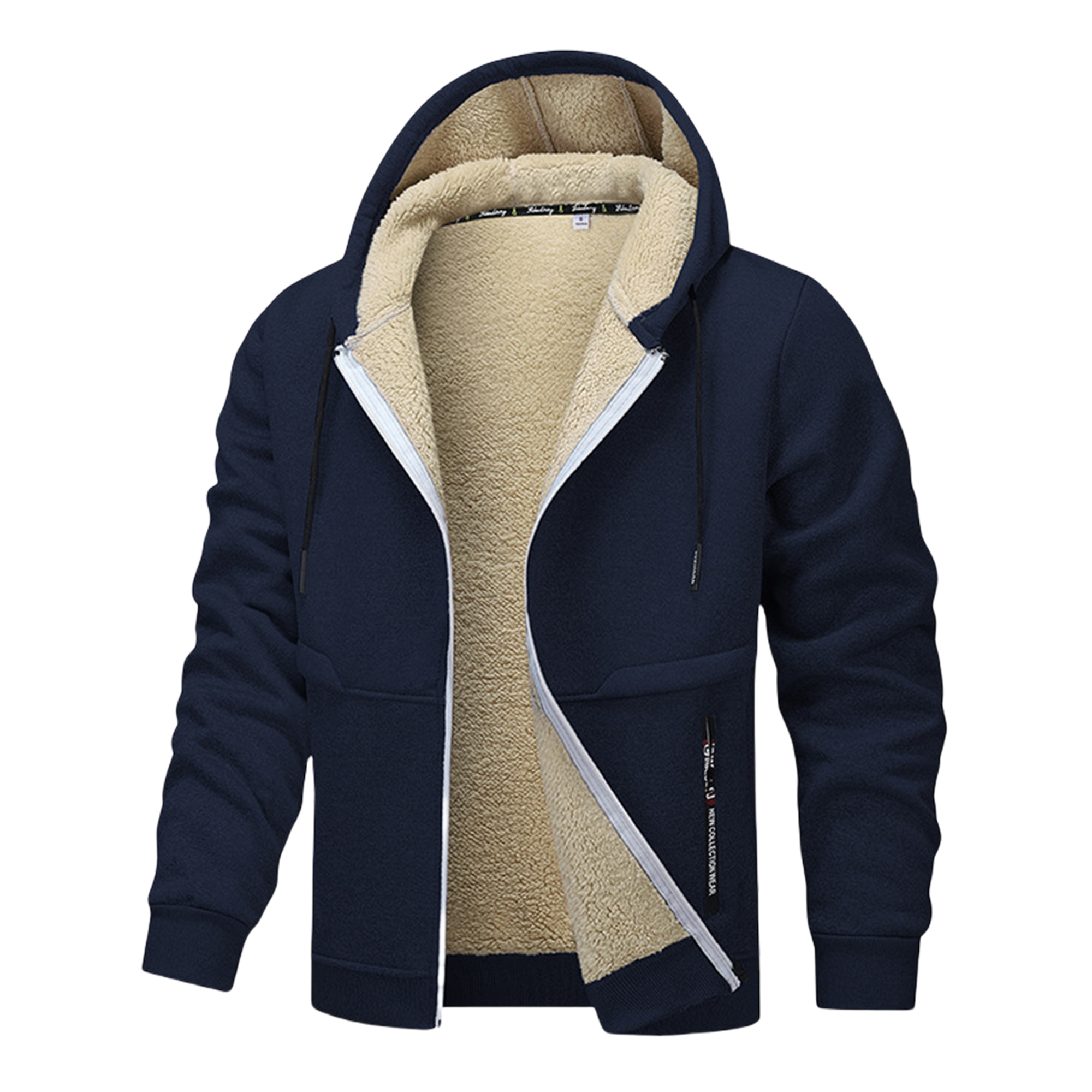 Men's Winter Fleece Hooded Thickened Sherpa Pullover Sweatshirt Oversized Trendy Coat, custom hoodie or sweatshirt with logo imprint 8