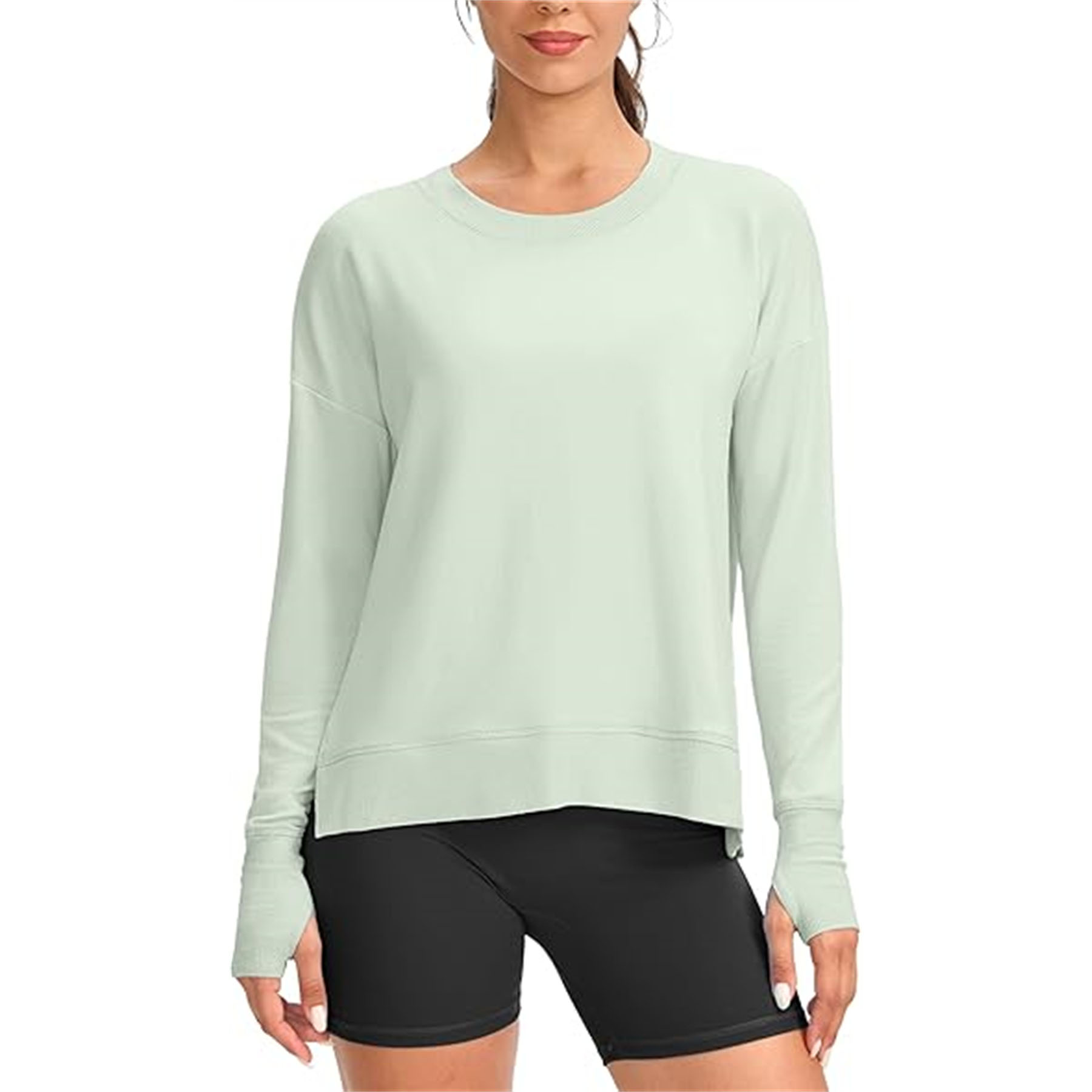 Womens' Side Slit Thumb Holes Yoga Shirt 7