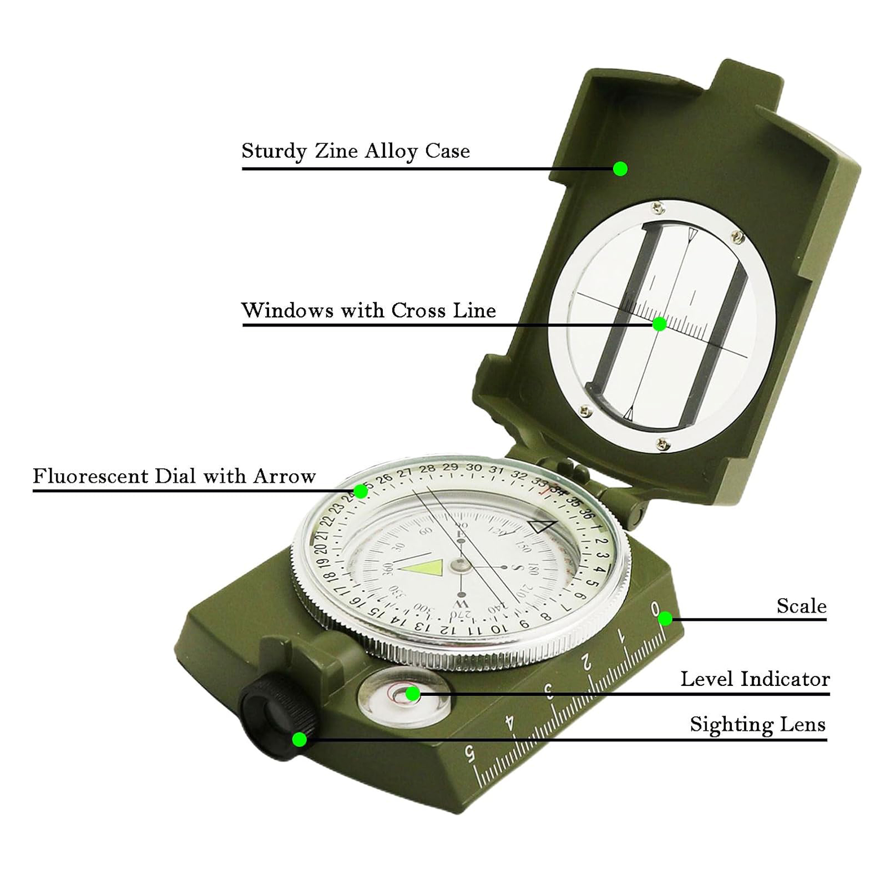 Survival Lensatic Hiking Compass 4
