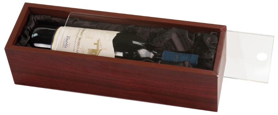 Rosewood Finish Wine Box with Clear Acrylic Lid 1
