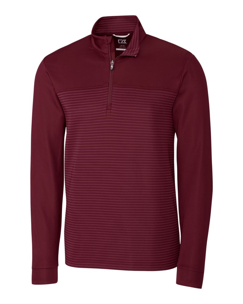 Cutter & Buck Traverse Recycled Smooth Stretch Mens Stripe Quarter Zip Pullover 29