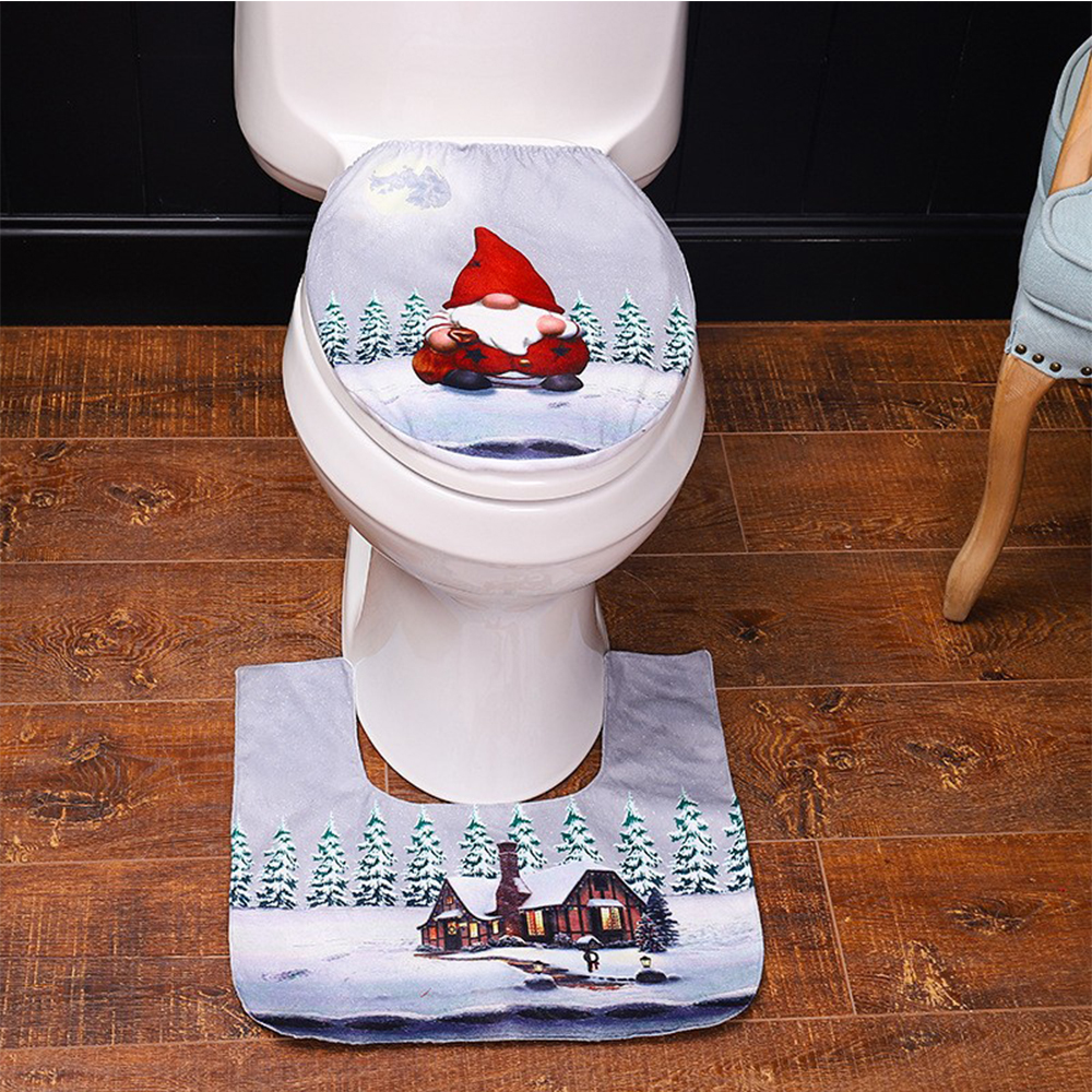 Christmas Rudolph Doll Toilet Seat Cover Set, promotional household item with logo imprint 5