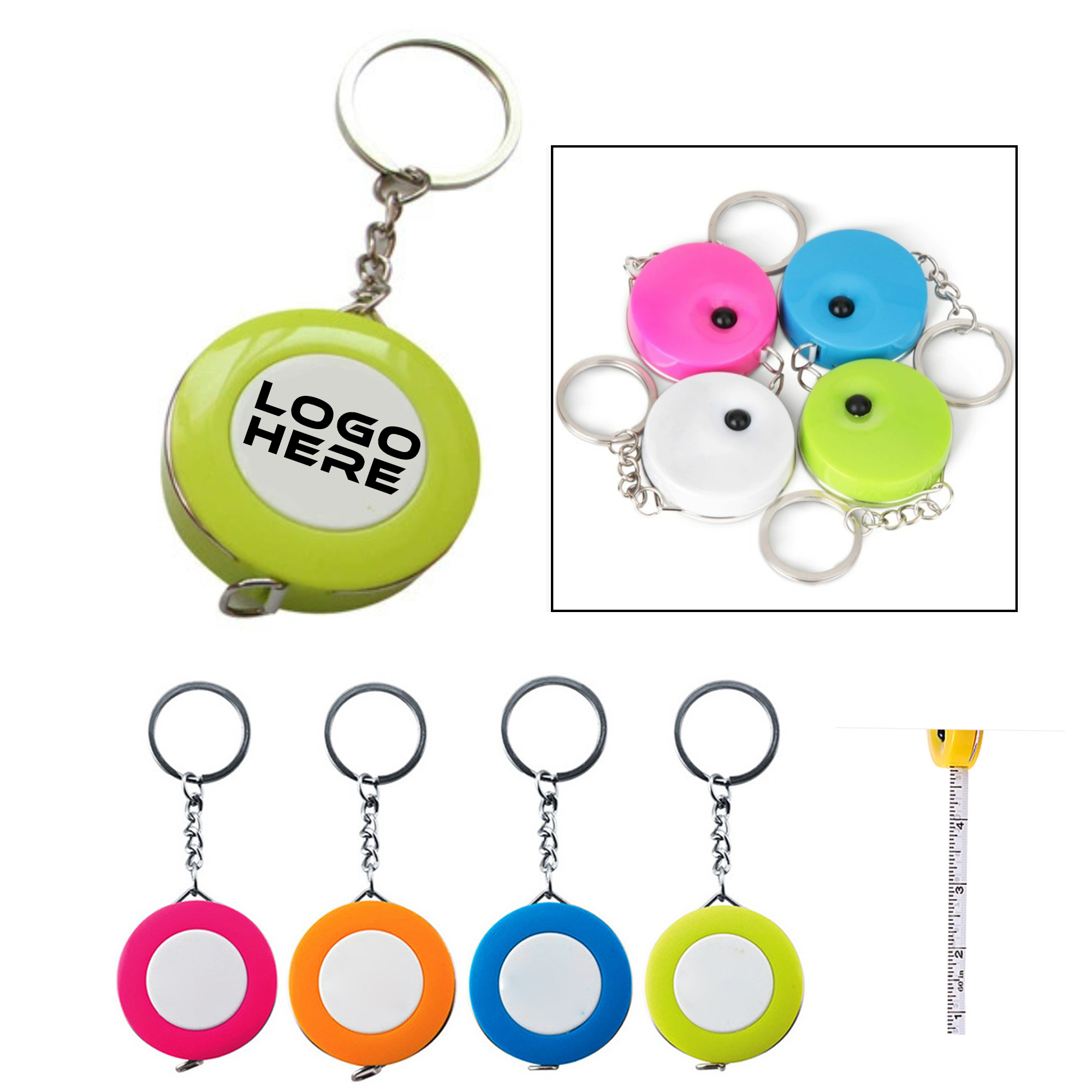 2-in-1 ABS Mini Retractable Measuring Tape Keychain 1