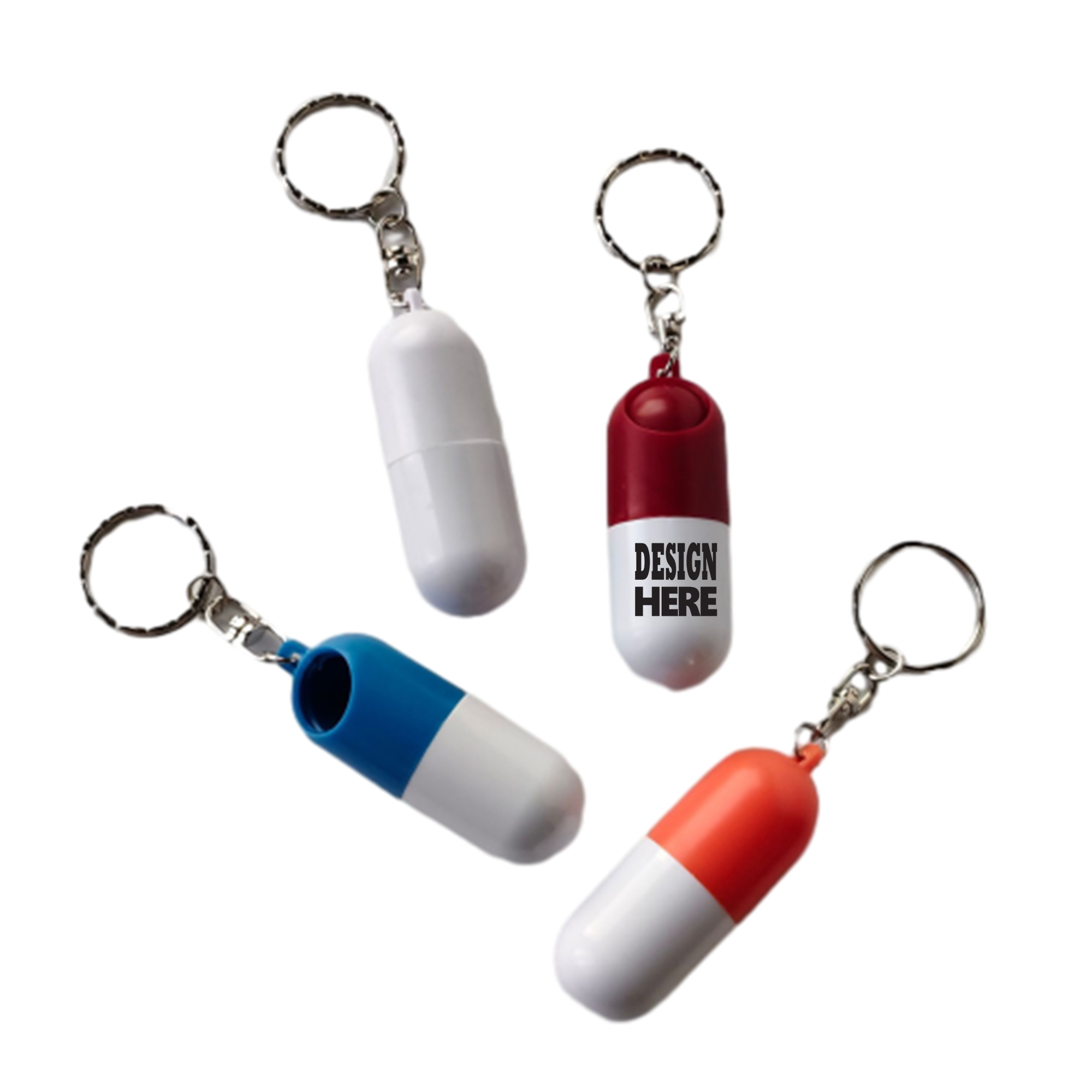 Capsule Pill Case With Keychain Clip 1