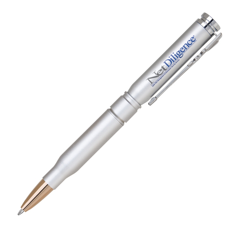 Satin Chrome- Brass Bullet Ball Point Pen 2