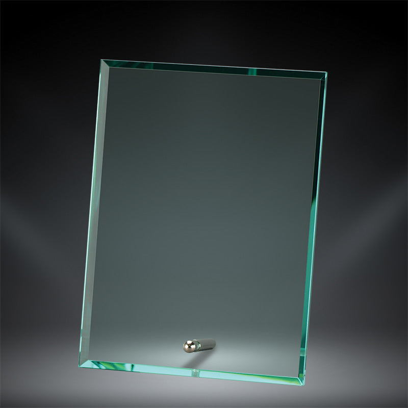 Jade Glass Portrait Plaque With Single Silver Peg Stand 3