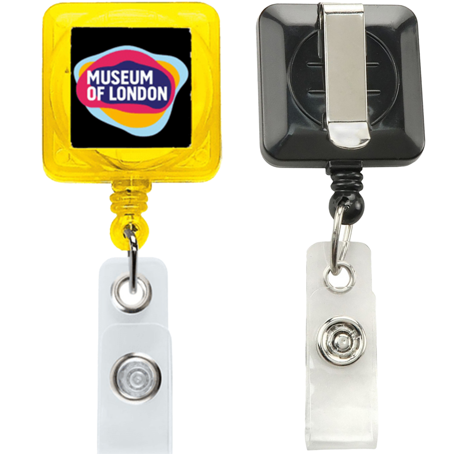 Transparent Square Badge Reel w/ Belt Clip 1