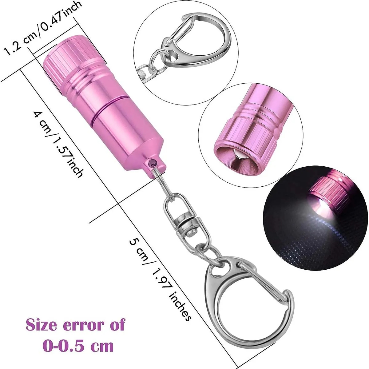 Mini Portable Bright Led Keychain Ring Flashlight with hook 5