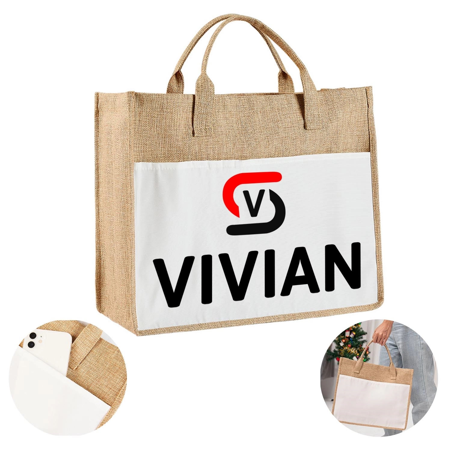 Cotton & Linen Tote Bag, custom tote bag with logo imprint 2