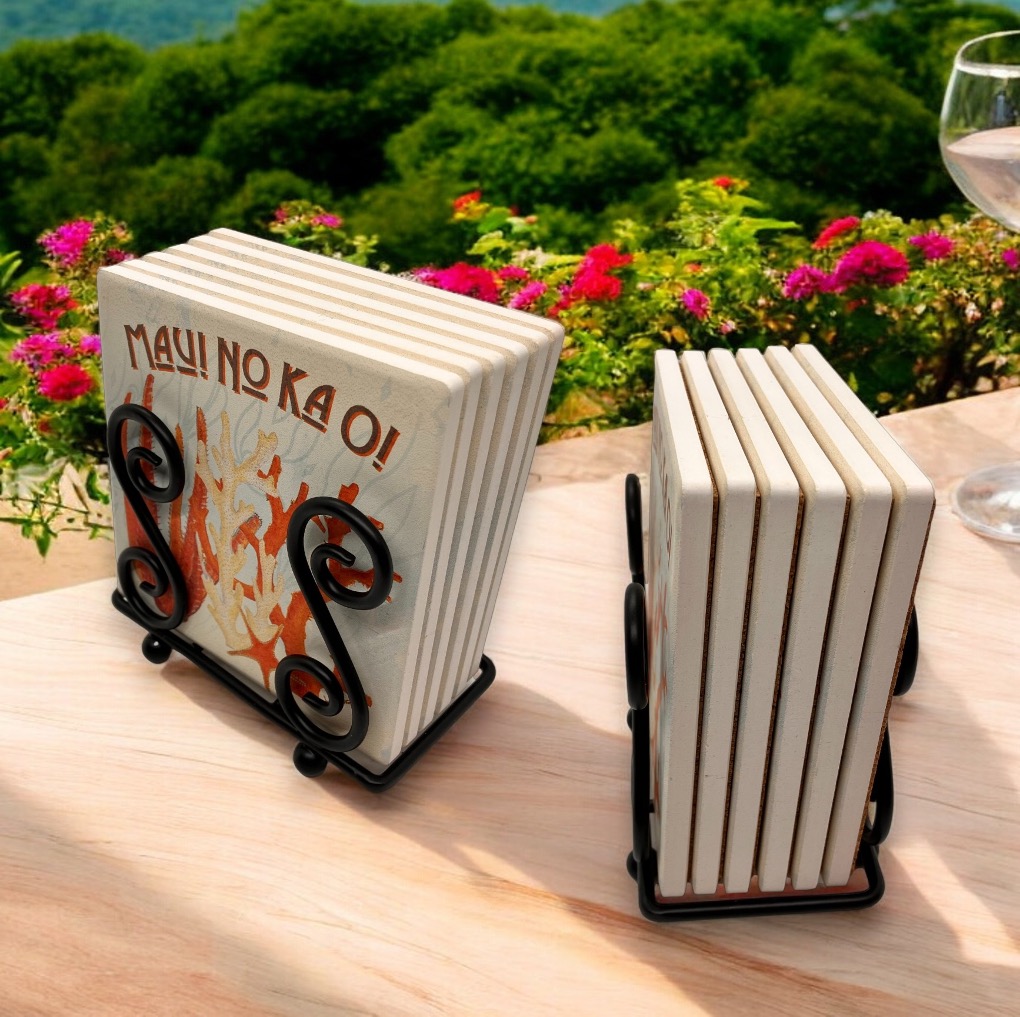 Upright Scroll Metal 6 Coaster Holder Sets 3