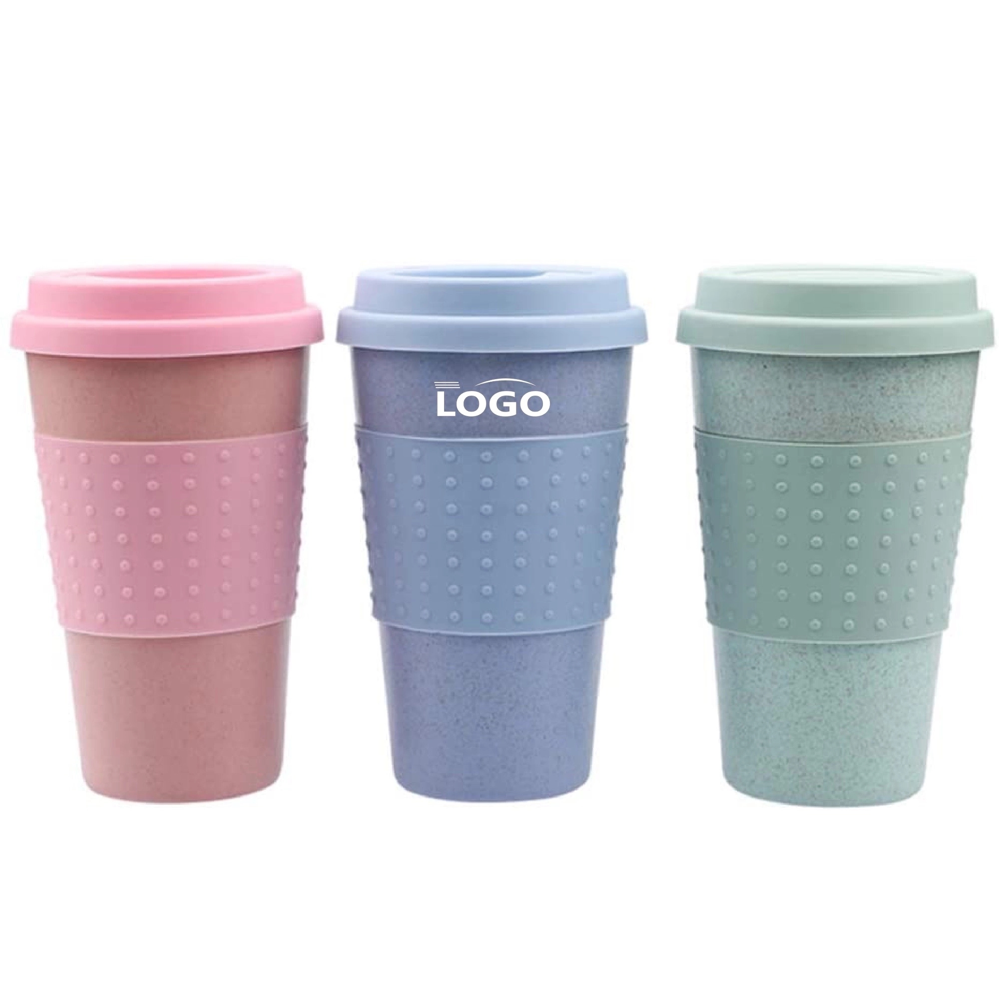 Wheat Straw Coffee Tea Mug with Silicone Lid MOQ 50PCS