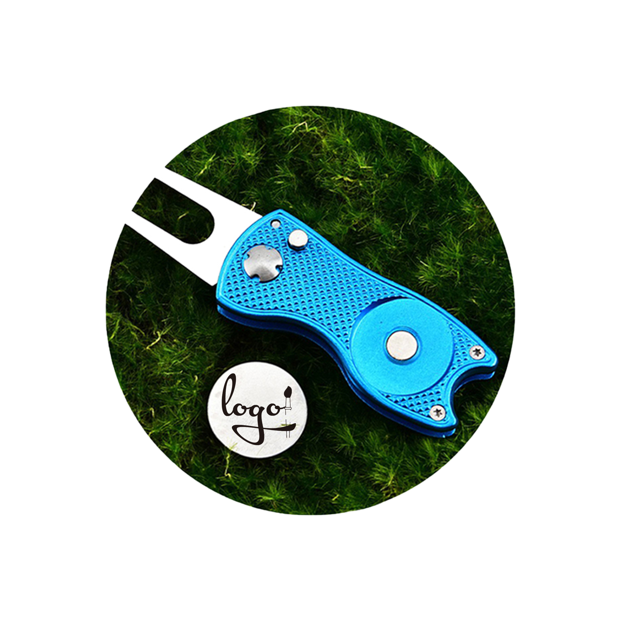 Custom Stainless Steel Folding Golf Divot Tool 1