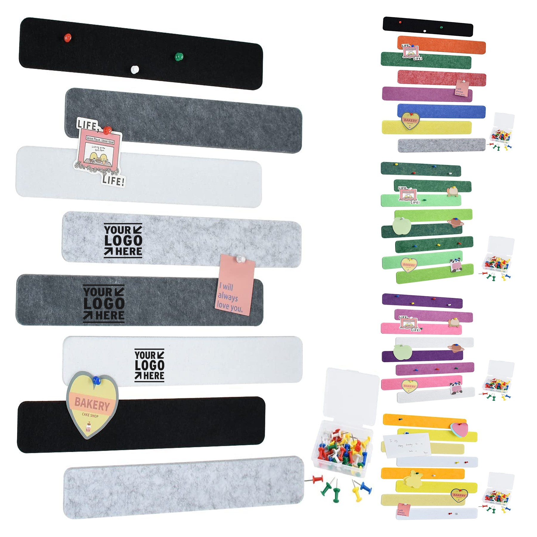 13 x 1.97 x 0.47 inches Self-Adhesive Bulletin Cork Board Bar Strips Pushpins Sticky Notes 2