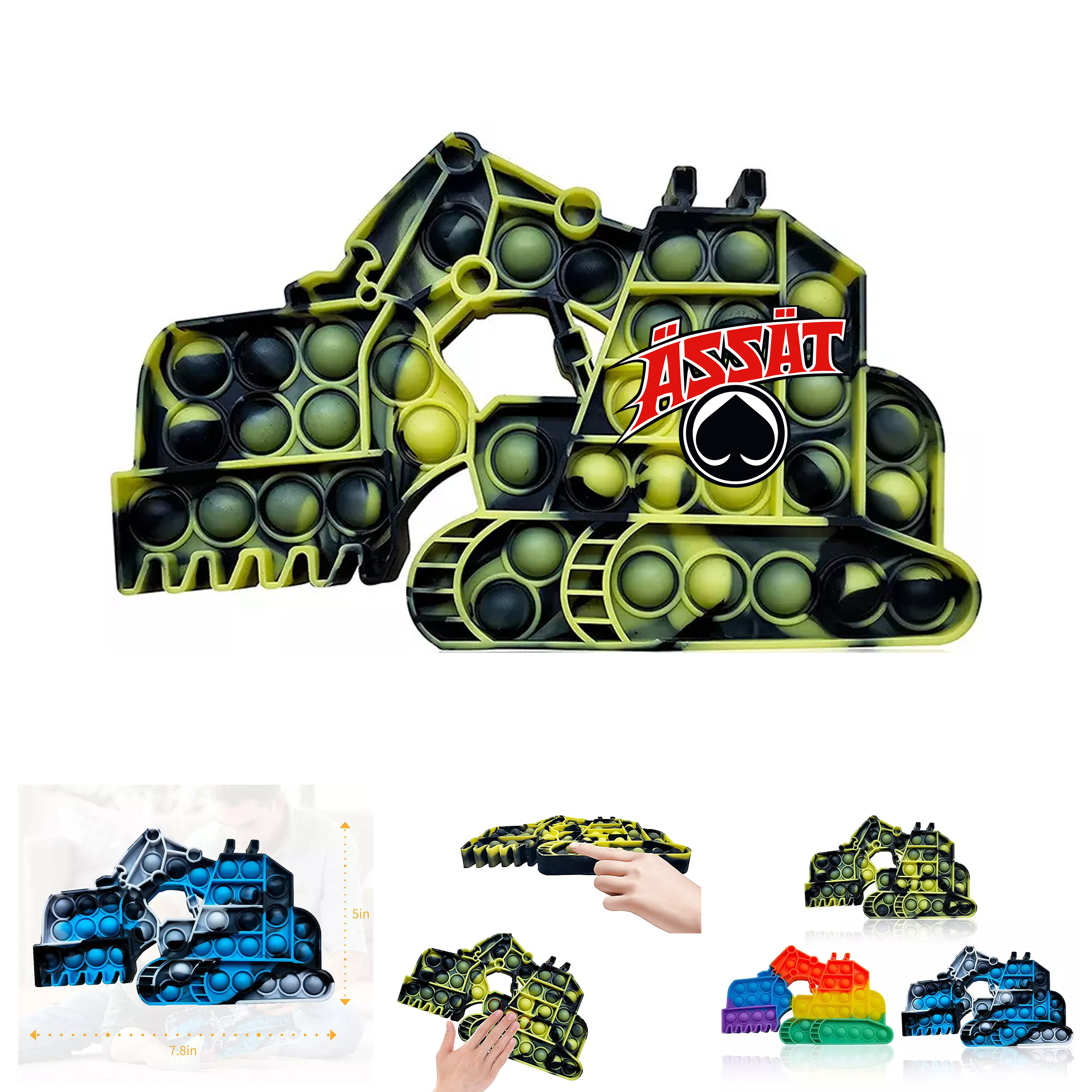 Pop It Fidget Toy - Excavator Shaped Full Color 2