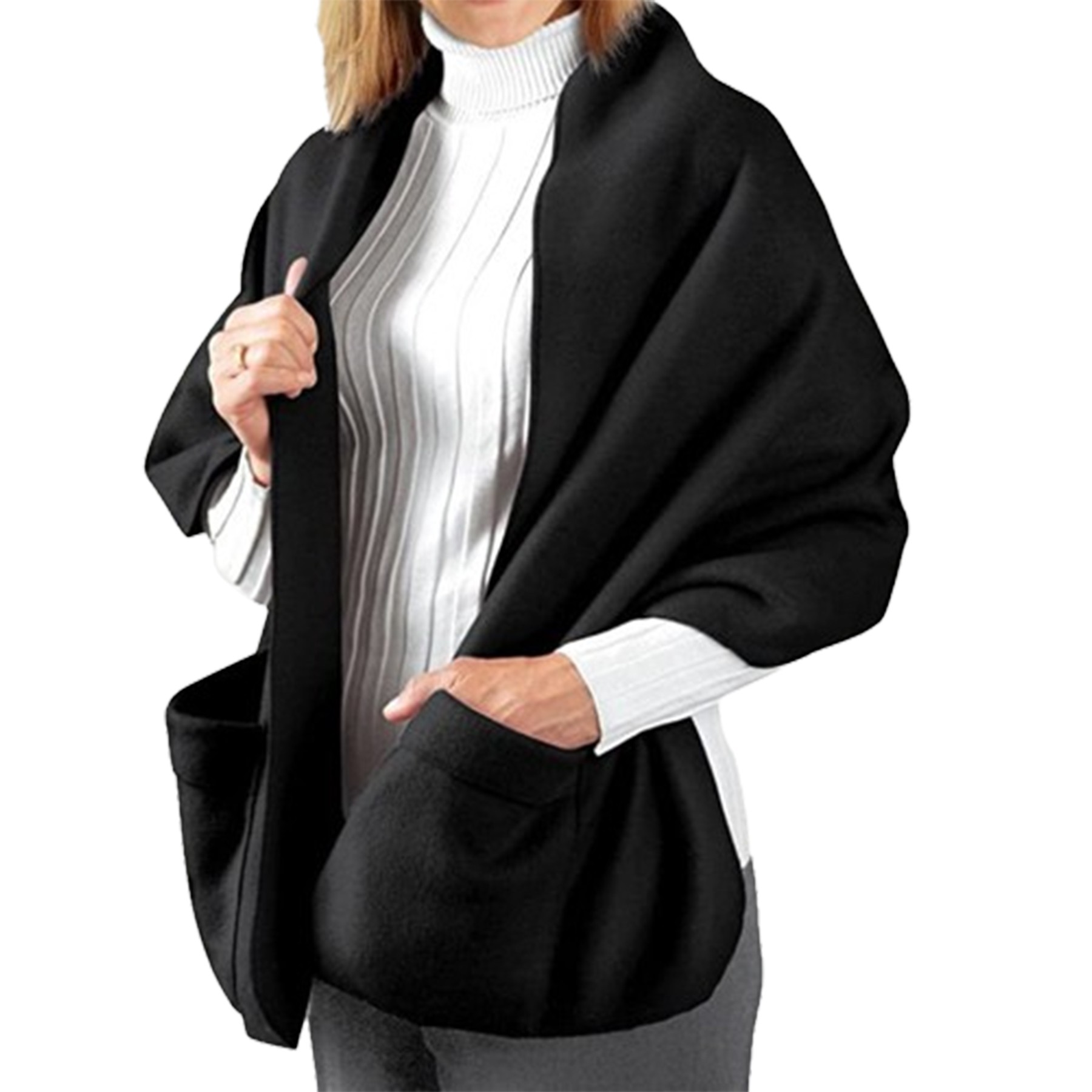 Single Layer Fleece Warm Scarf With Gloves 5