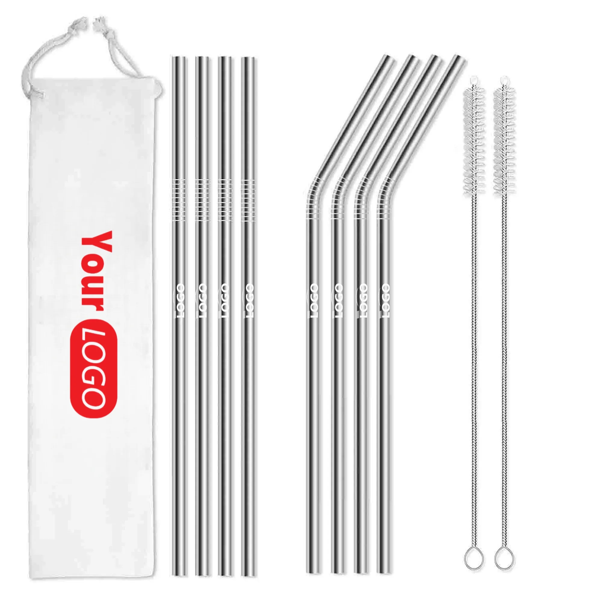 Trendy MOQ 20 Set 8 Pack Reusable Drinking Smoothie Straws 3