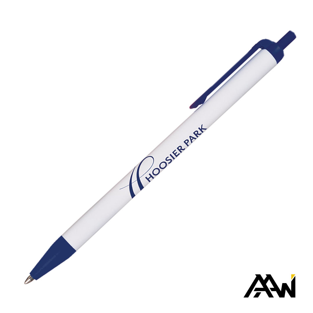 Value Slim Pen w/Glossy White Barrel - Matte Colored Accent 26