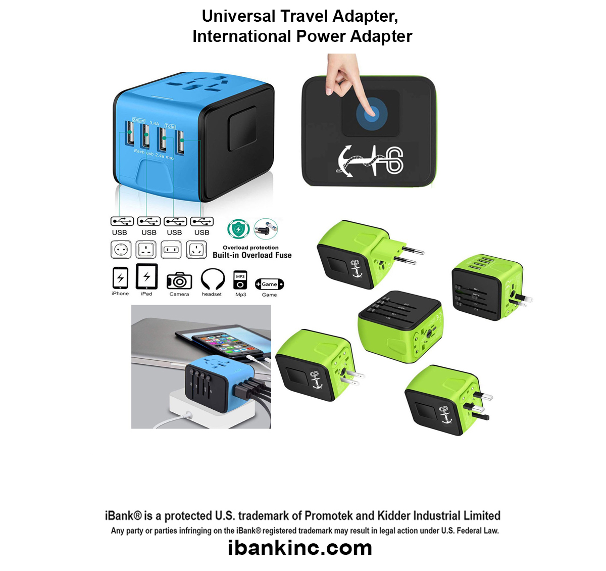 iBank ® Universal Travel Adapter, International Power Adapter 1