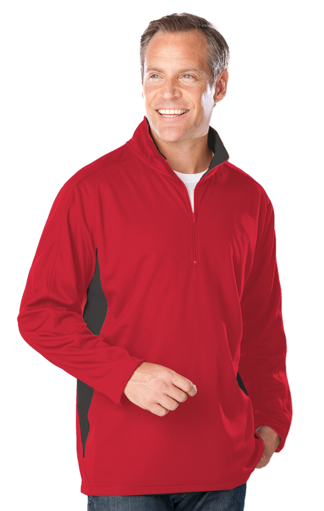 Men's Wicking Colorblock L/S Zip Pullover, custom hoodie or sweatshirt with logo imprint 4