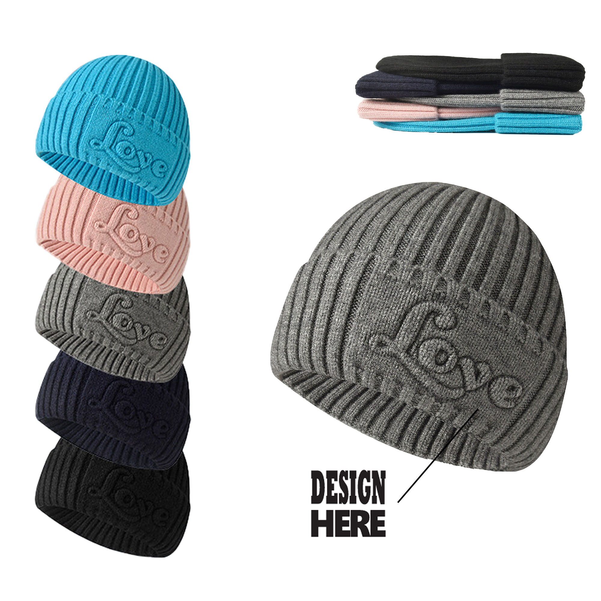 High Quality Embossed Knit Hat 2