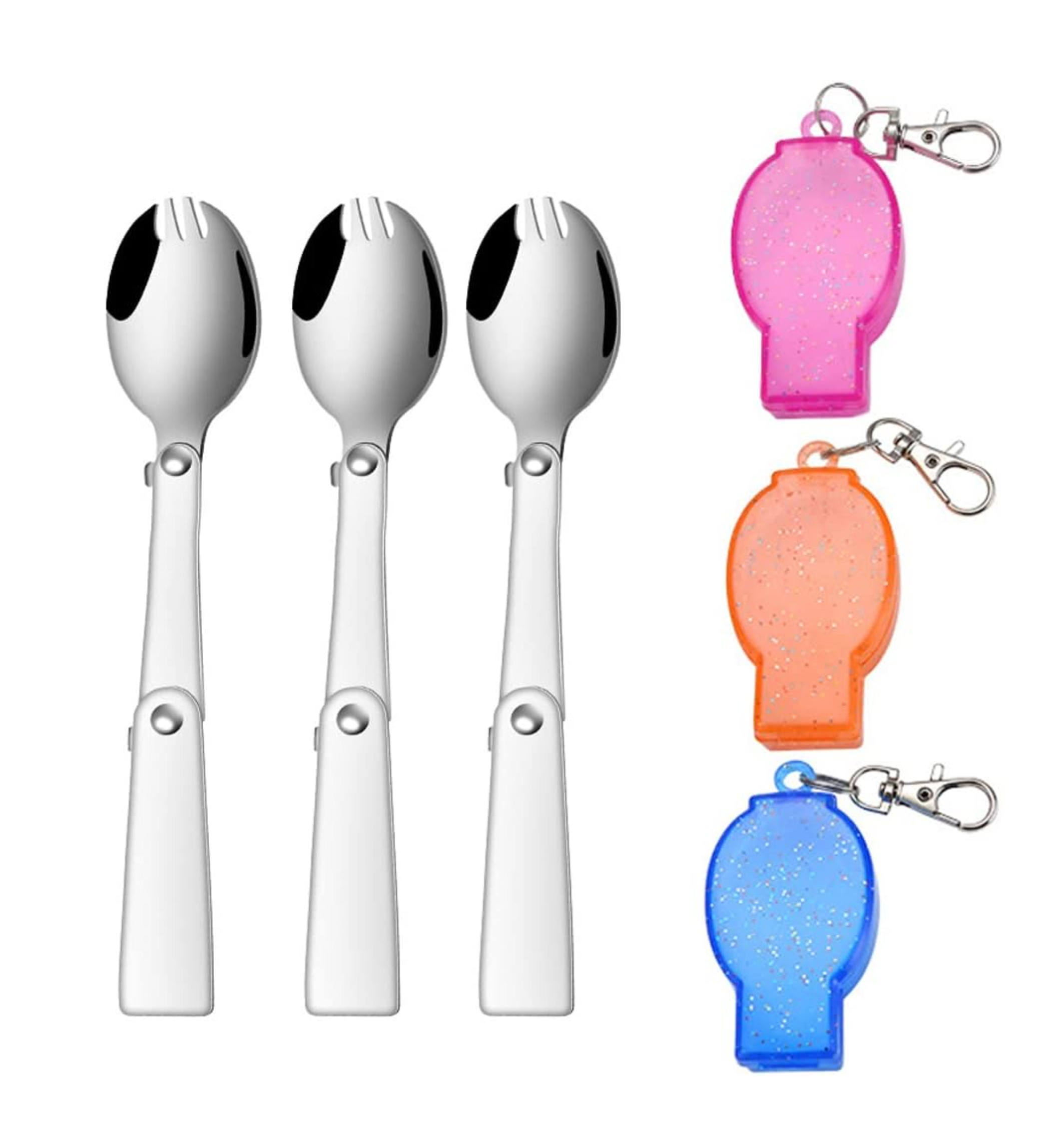 2 in 1 Folding Spork with Carrying Case and Keychain 2