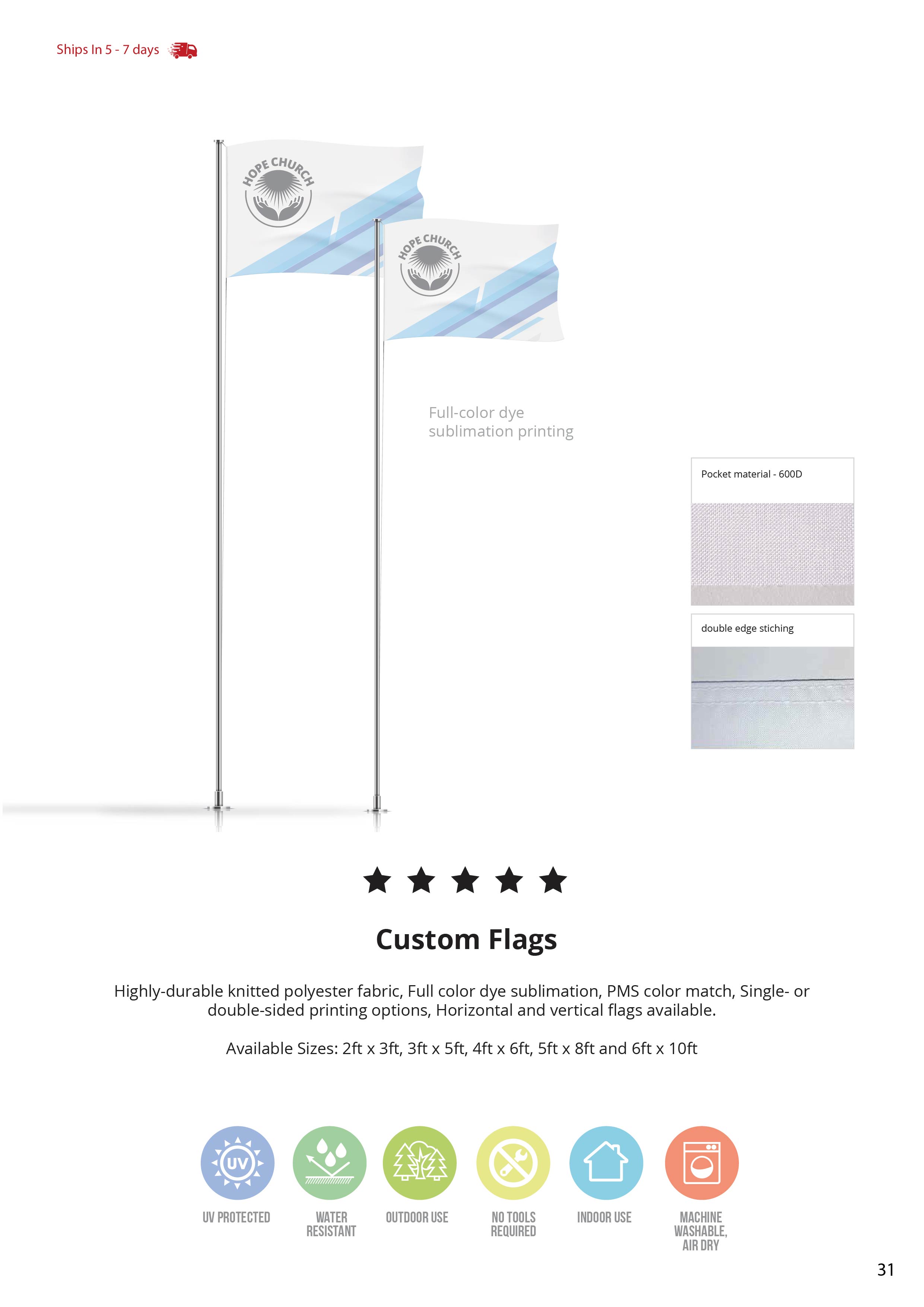 Flag Single Sided (2ft x 3ft) - Custom 3